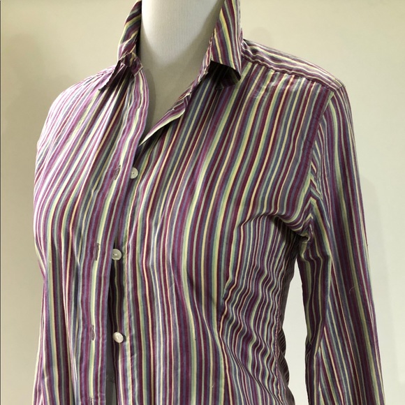 Saks 5th Avenue Striped Shirt Fitted Button Down - Picture 3 of 6